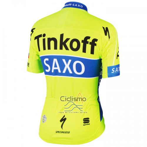 Tinkoff Saxo Bank Ropa Ciclismo Culotte Corto 2016 Mangas Cortas AMarillo y Azul